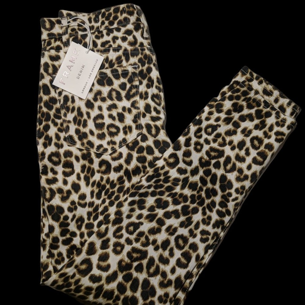 NWT FRAME Denim Leopard Skinny High Rise Jeans